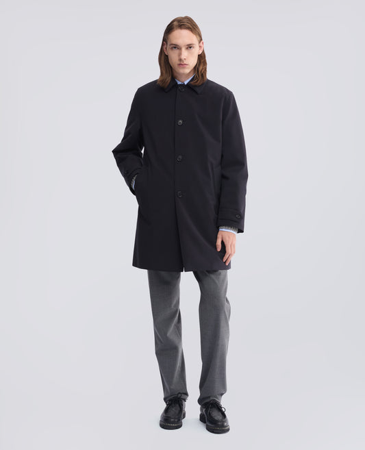 PADDED SINGLE-BREASTED POLYESTER TWILL COAT - BLUE - ASPESI
