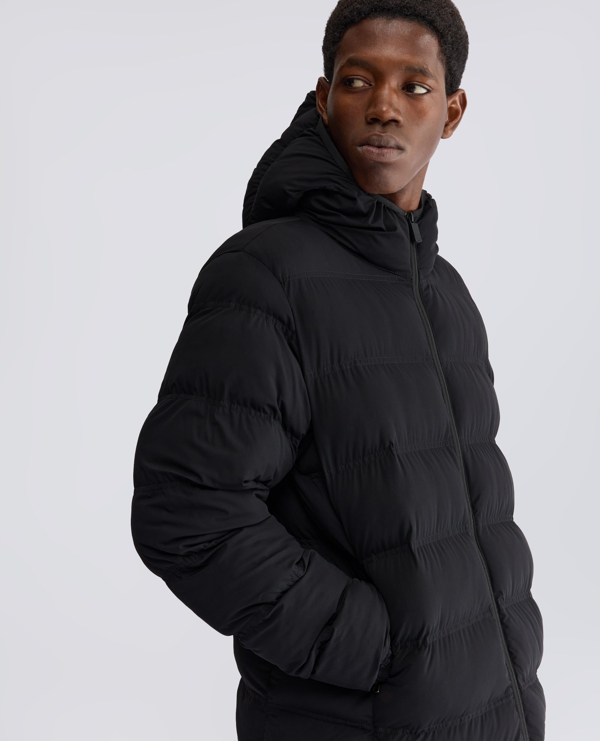WATTIERTE JACKE AUS NYLON MIT KAPUZE - SCHWARZ - ASPESI