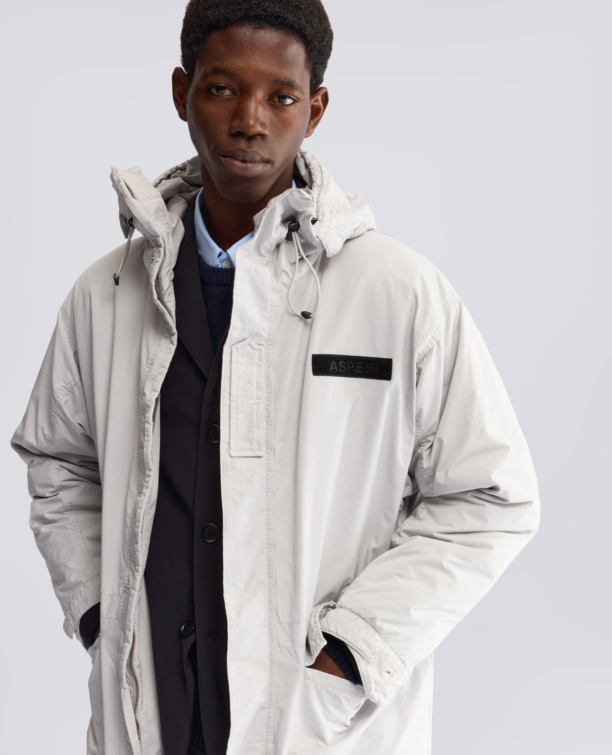 PARKA IN MISTO NYLON COMPATTO, TINTO CAPO - GRIGIO - ASPESI