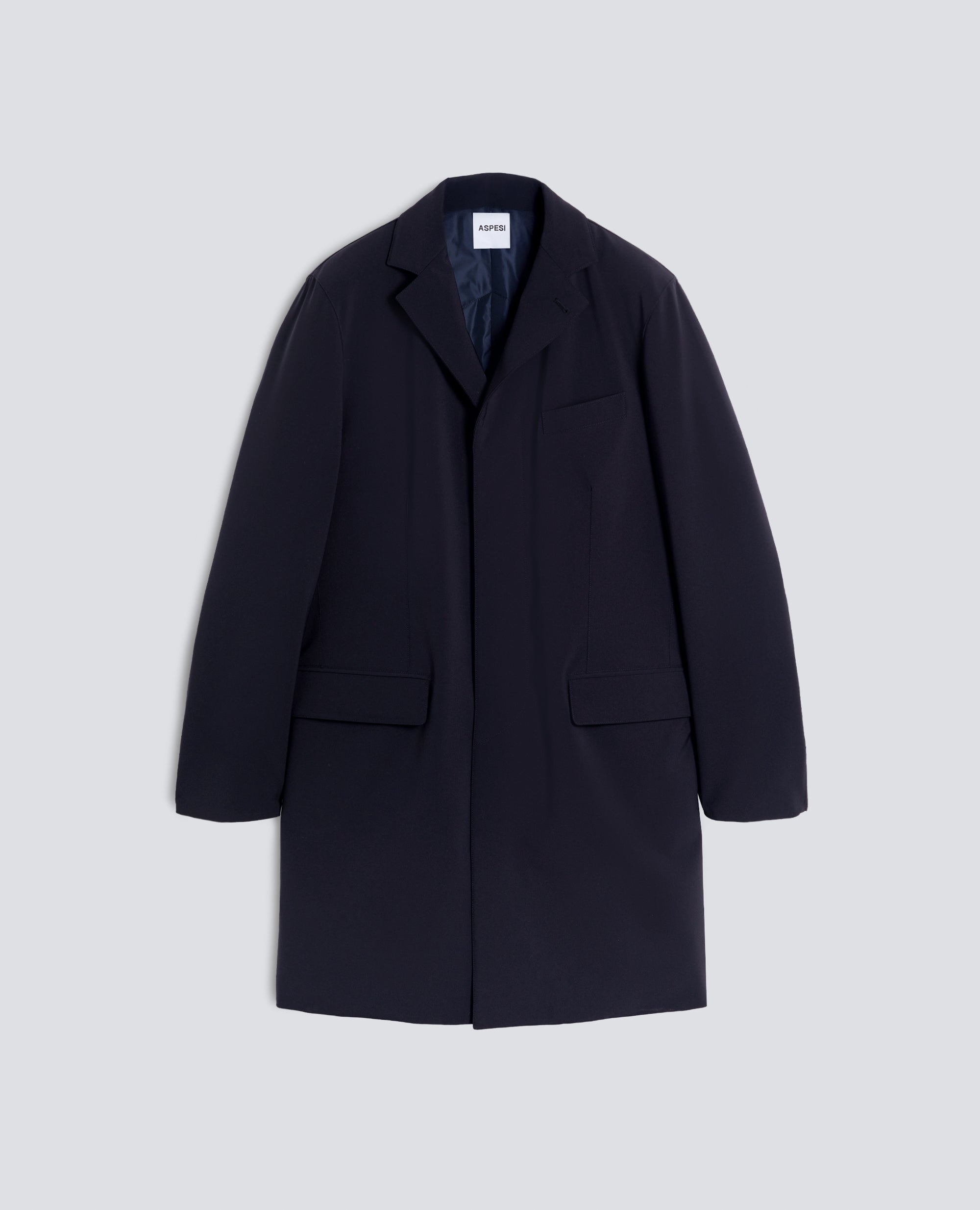 CAPPOTTO MONOPETTO IN TWILL DI POLIESTERE - NAVY - ASPESI