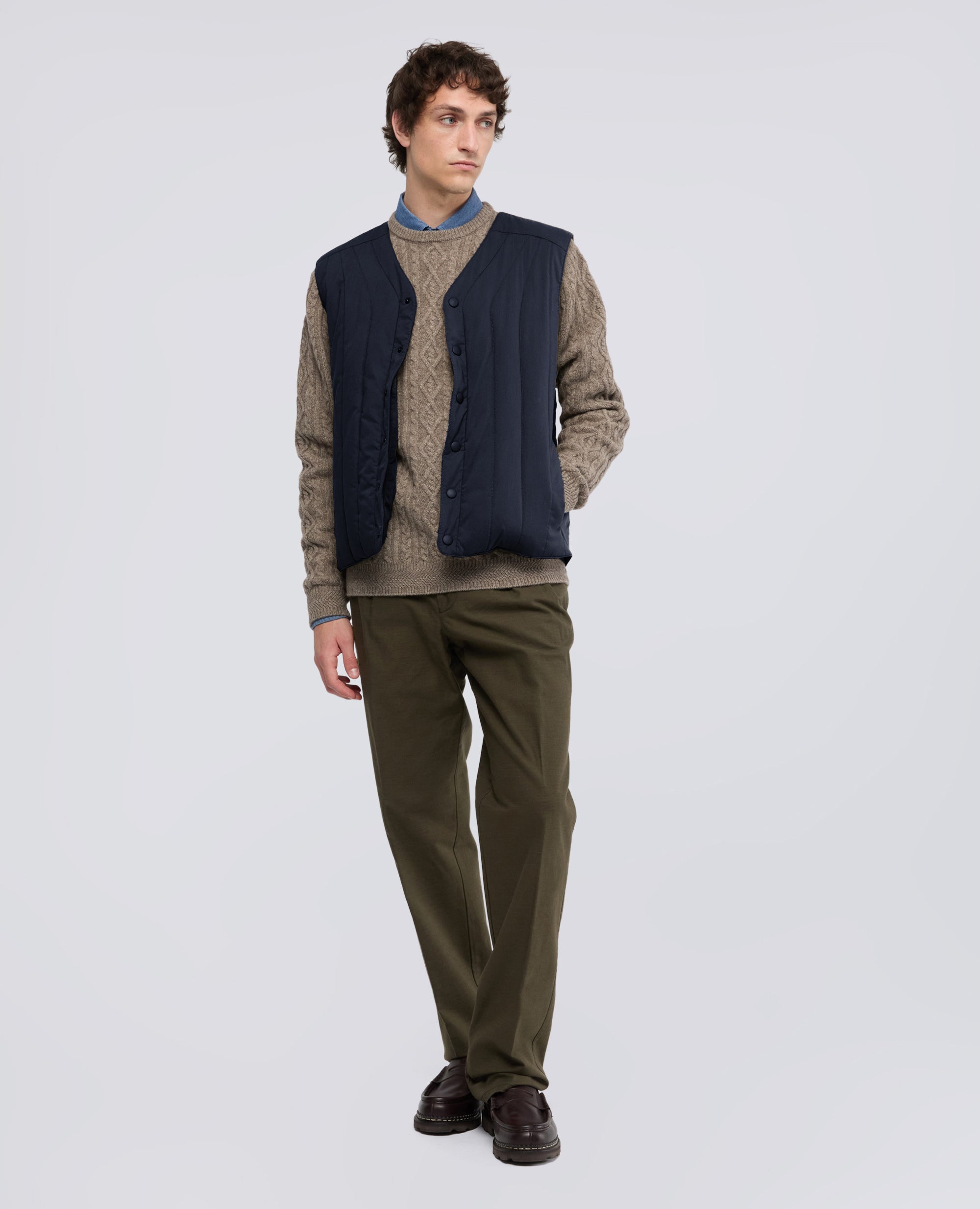GILET IN POPELINE E NYLON STRETCH - BLU - ASPESI