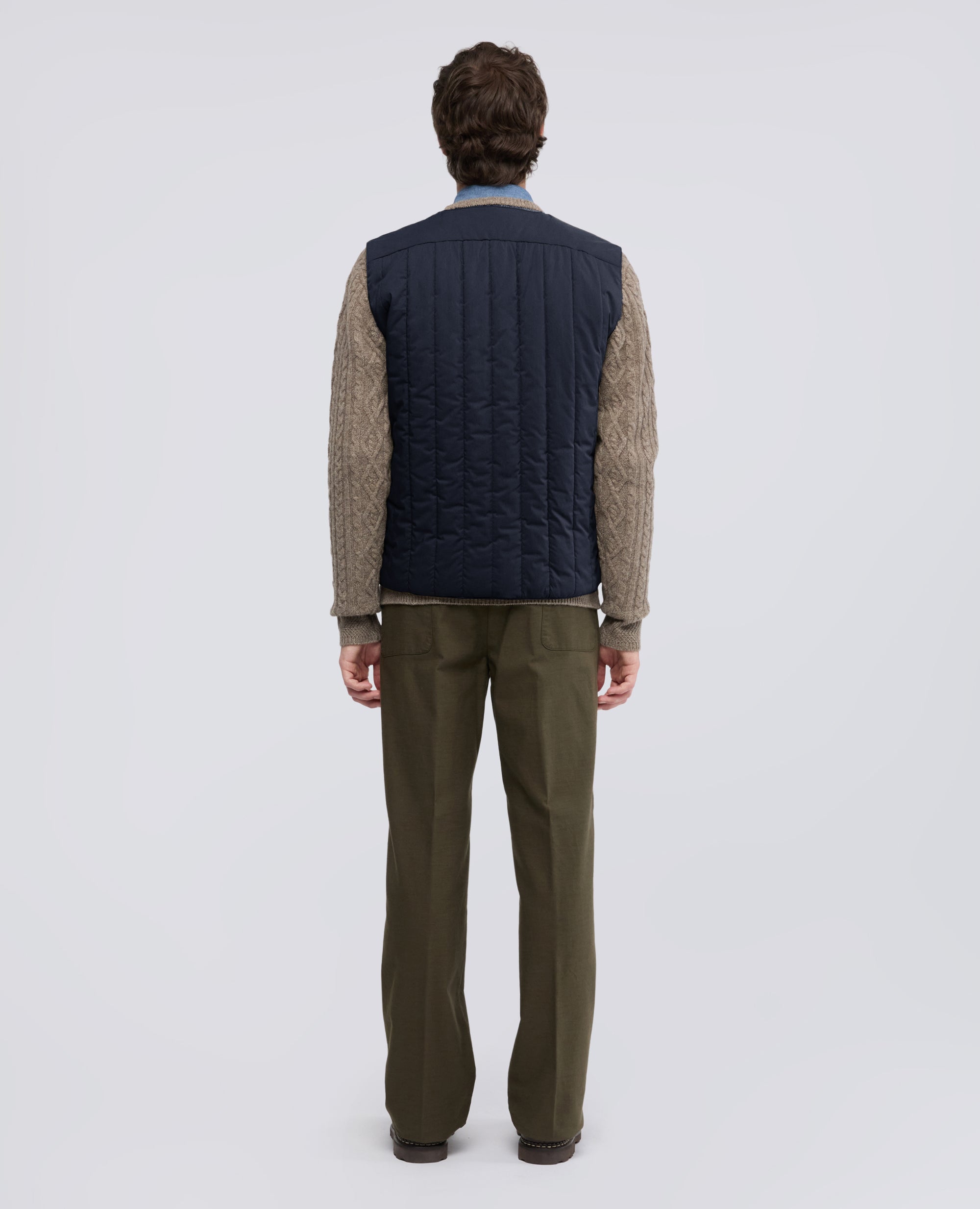 GILET IN POPELINE E NYLON STRETCH - BLU - ASPESI