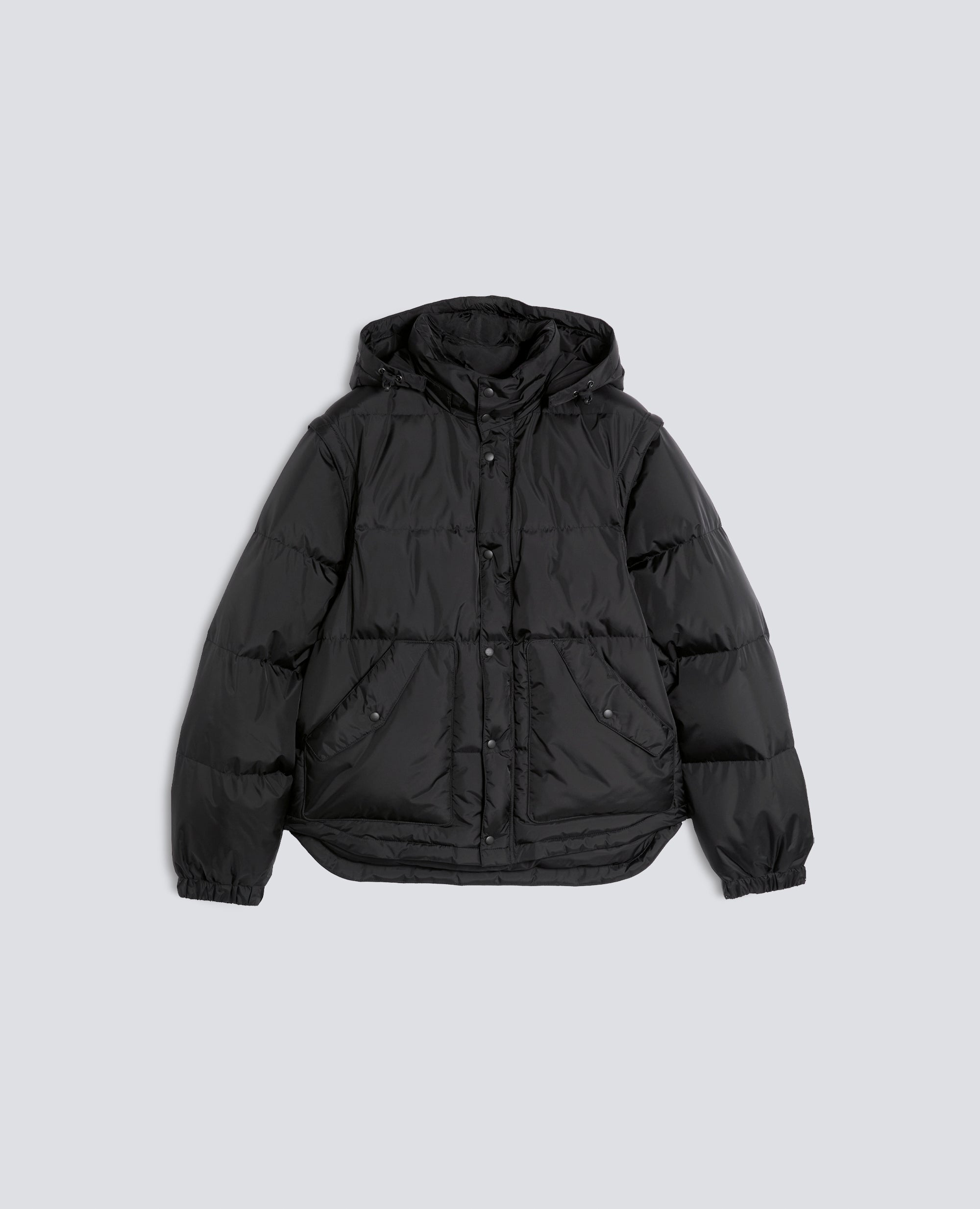 GIUBBOTTO IN TAFFETAS DI NYLON TRASFORMABILE A GILET CON MANICHE STACCABILI - NERO - ASPESI