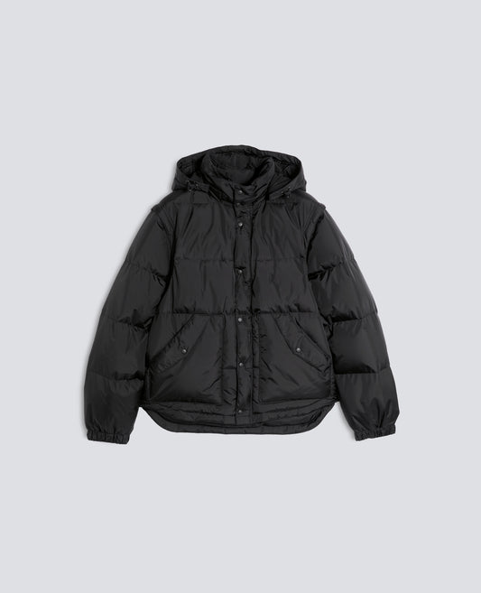 GIUBBOTTO IN TAFFETAS DI NYLON TRASFORMABILE A GILET CON MANICHE STACCABILI - NERO - ASPESI