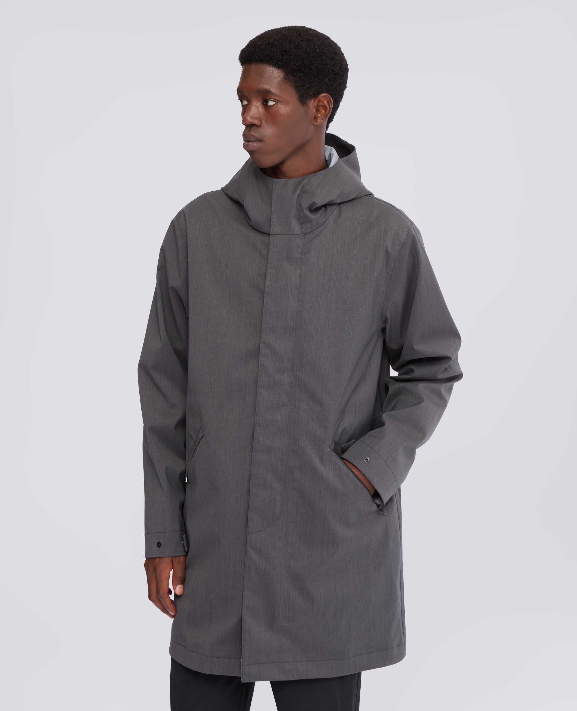 WOOL AND POLYESTER MICRO-TWILL RAINCOAT - GREY - ASPESI