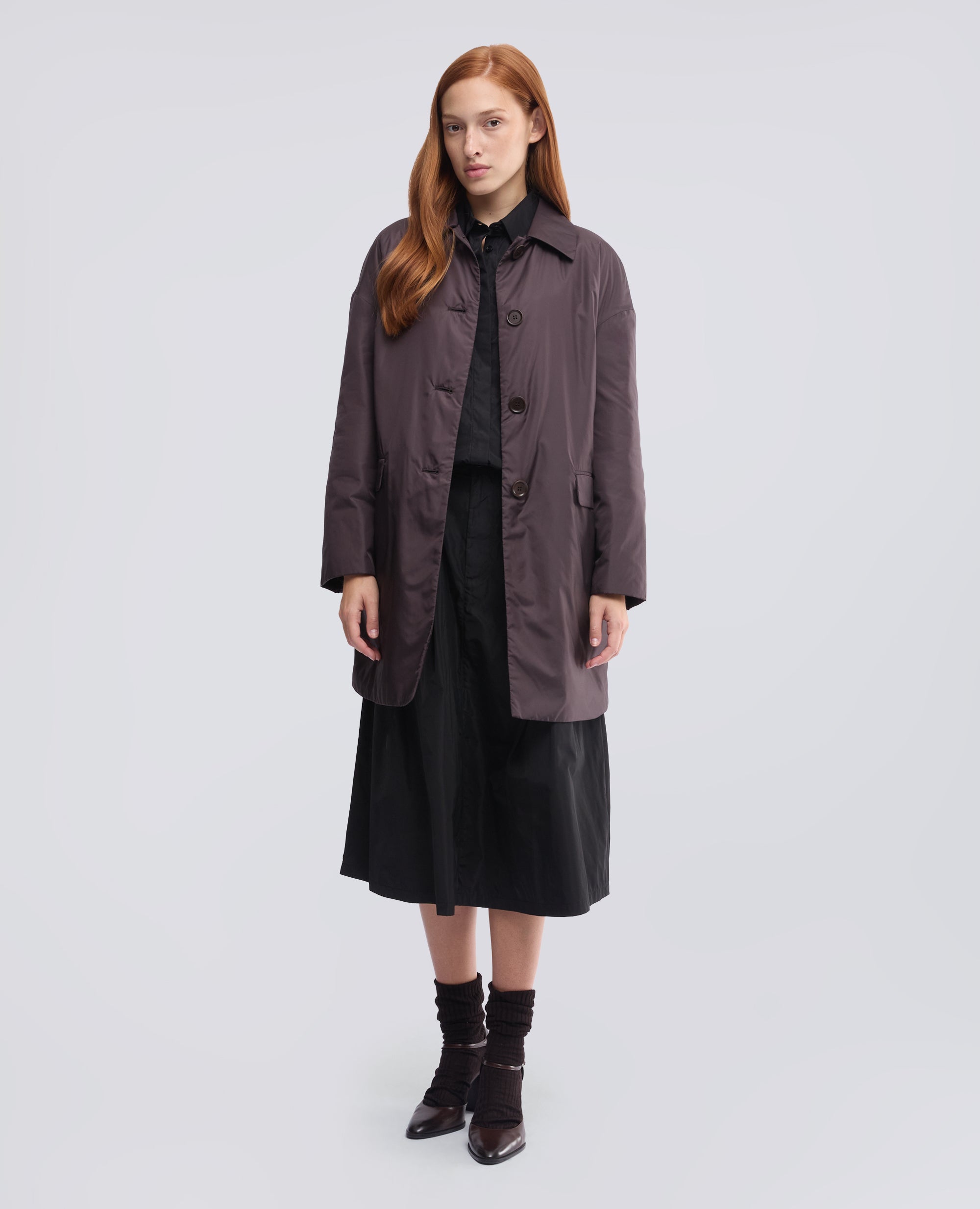 MANTEL AUS NYLON, MIT THERMORE-WATTIERUNG WATTIERT - BRAUN - ASPESI