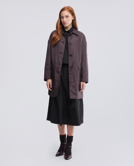 MANTEAU EN NYLON MATELASSE EN OUATE THERMORE - MARRON - ASPESI