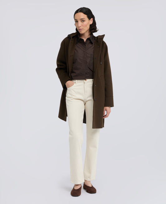 CAMICIA CLASSICA IN TESSUTO TECNICO - BROWN