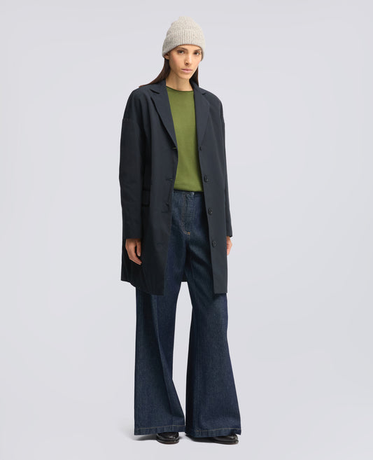 CAPPOTTO IN TELA DI MISTO COTONE IMBOTTITO IN OVATTA THERMORE - NAVY