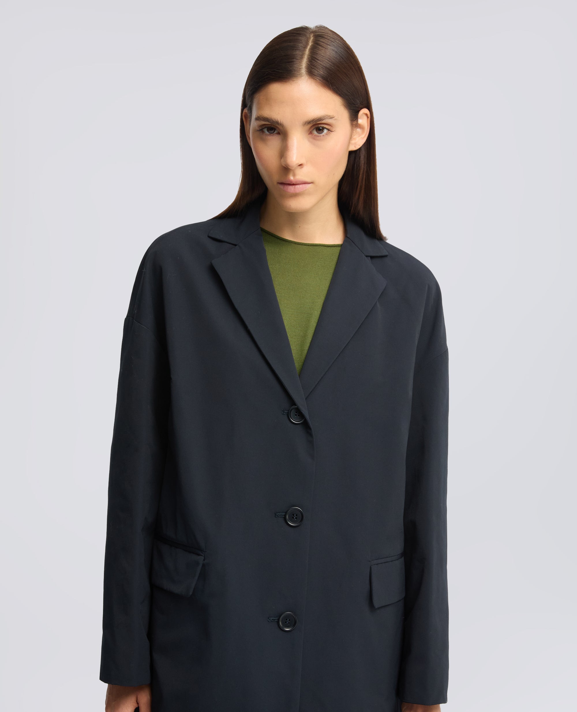 CAPPOTTO IN TELA DI MISTO COTONE IMBOTTITO IN OVATTA THERMORE - AZUL MARINO - ASPESI