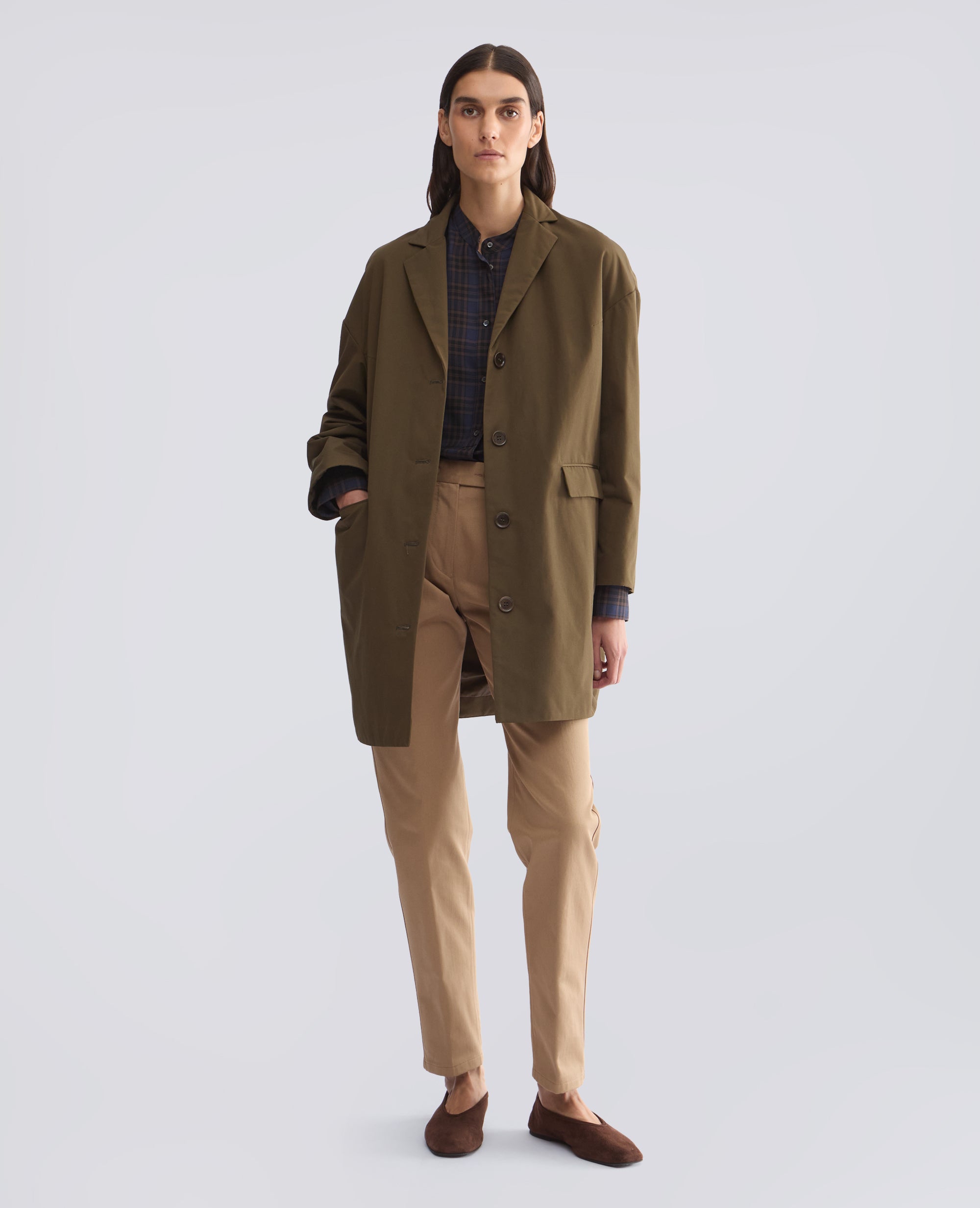 MANTEAU EN TOILE DE COTON MELANGE AVEC OUATE THERMORE® - VERT - ASPESI
