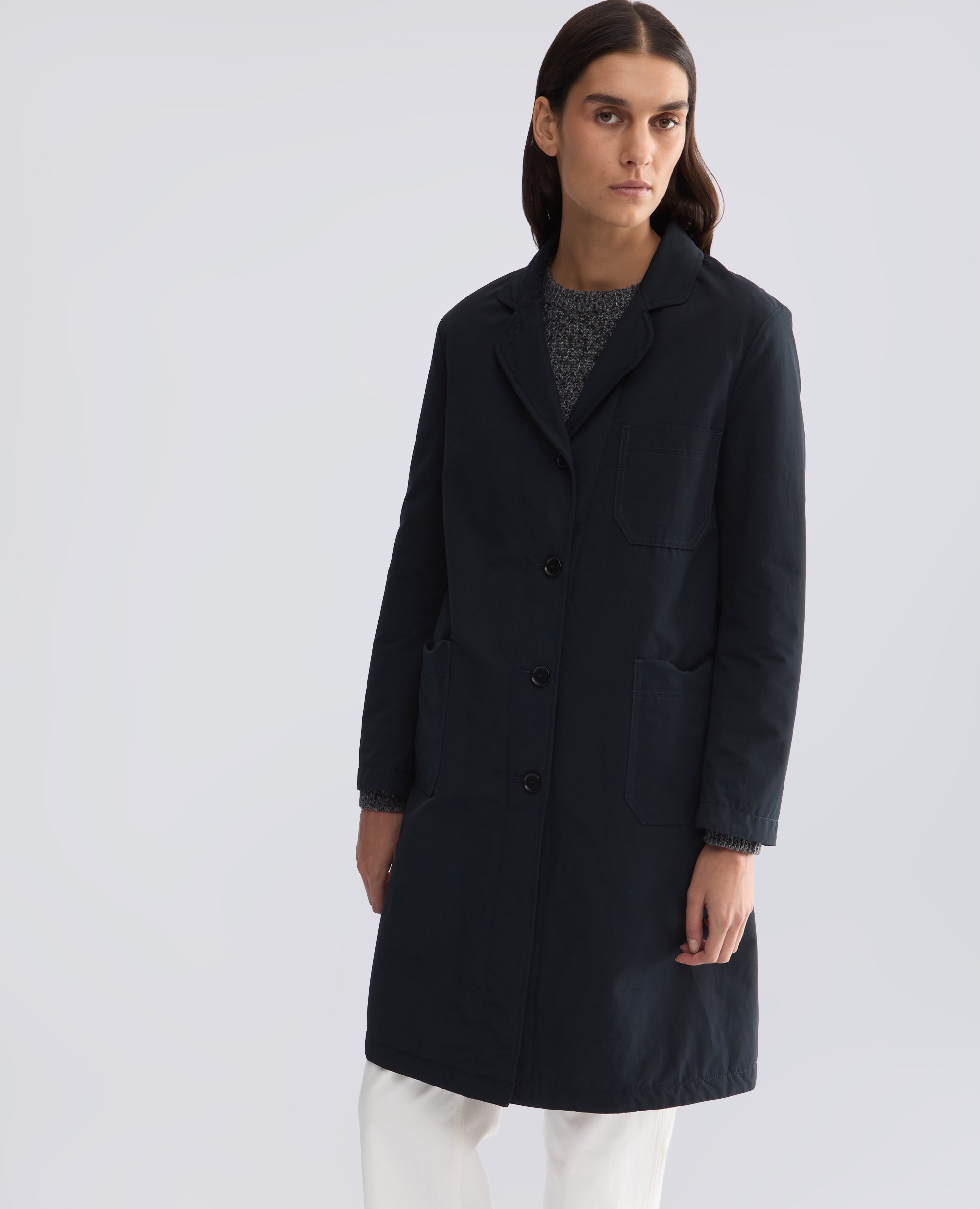 CAPPOTTO IN TELA DI  MISTO COTONE IMBOTTITO IN OVATTA THERMORE - BLU - ASPESI