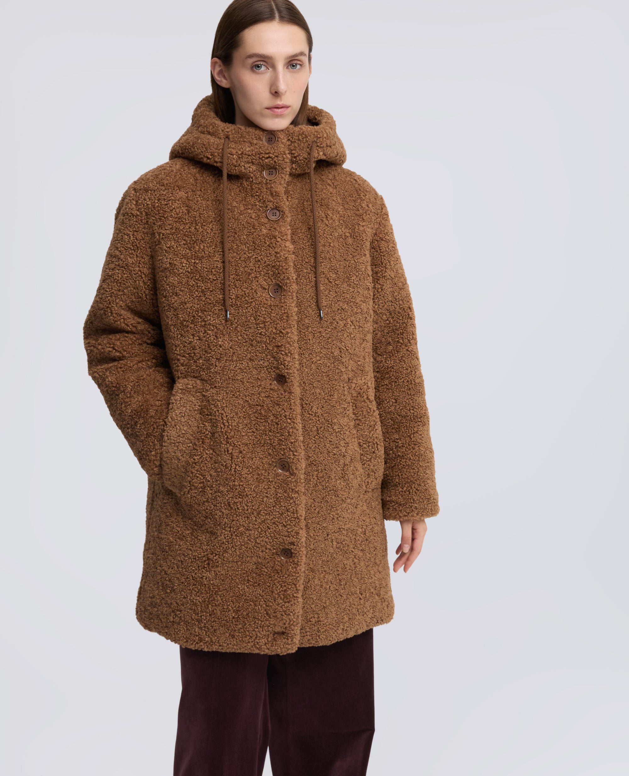 PARKA IN ECOPELLICCIA TEDDY IMBOTTITO - MARRONE - ASPESI