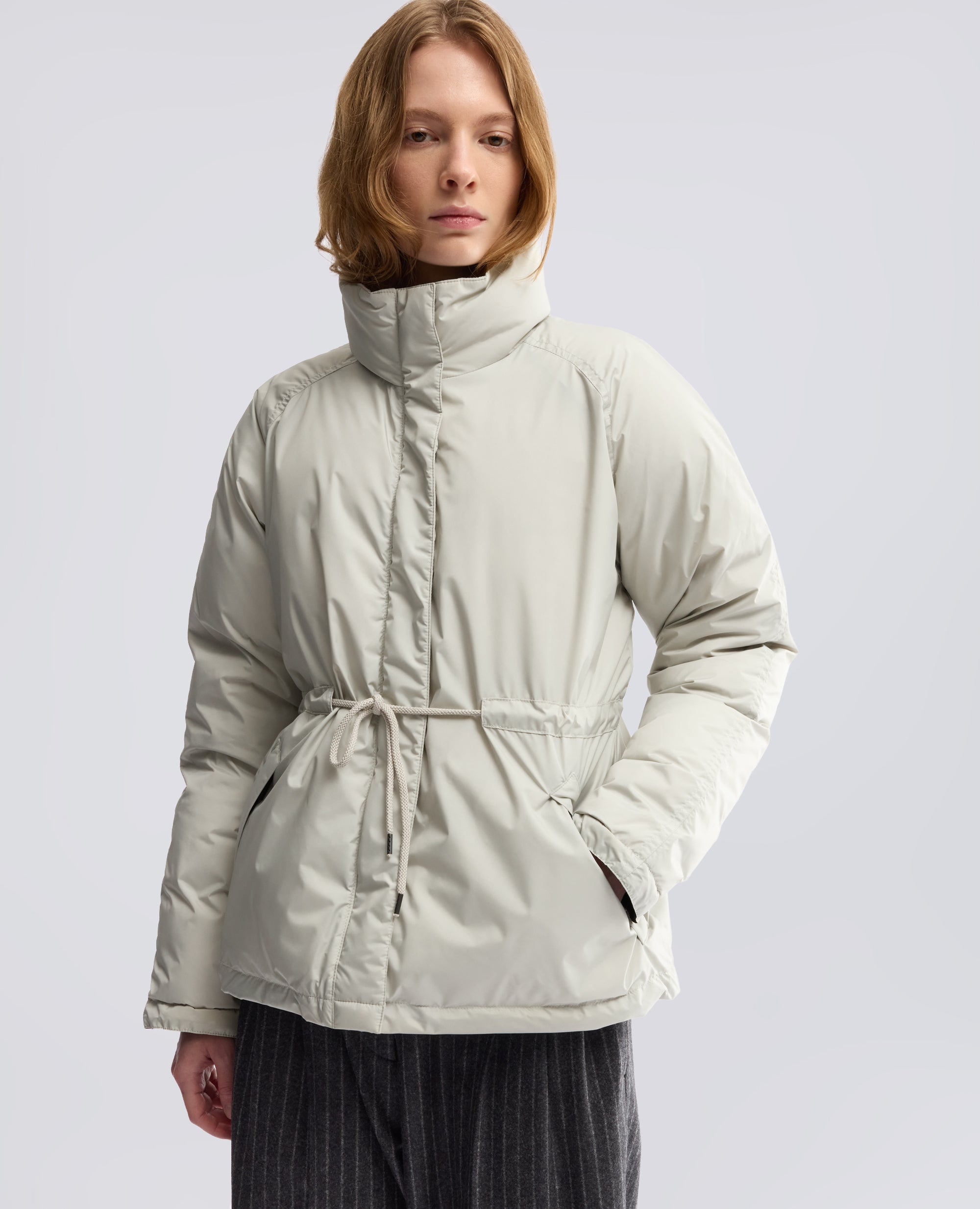 BLOUSON AUS TAFT - GRAU - ASPESI