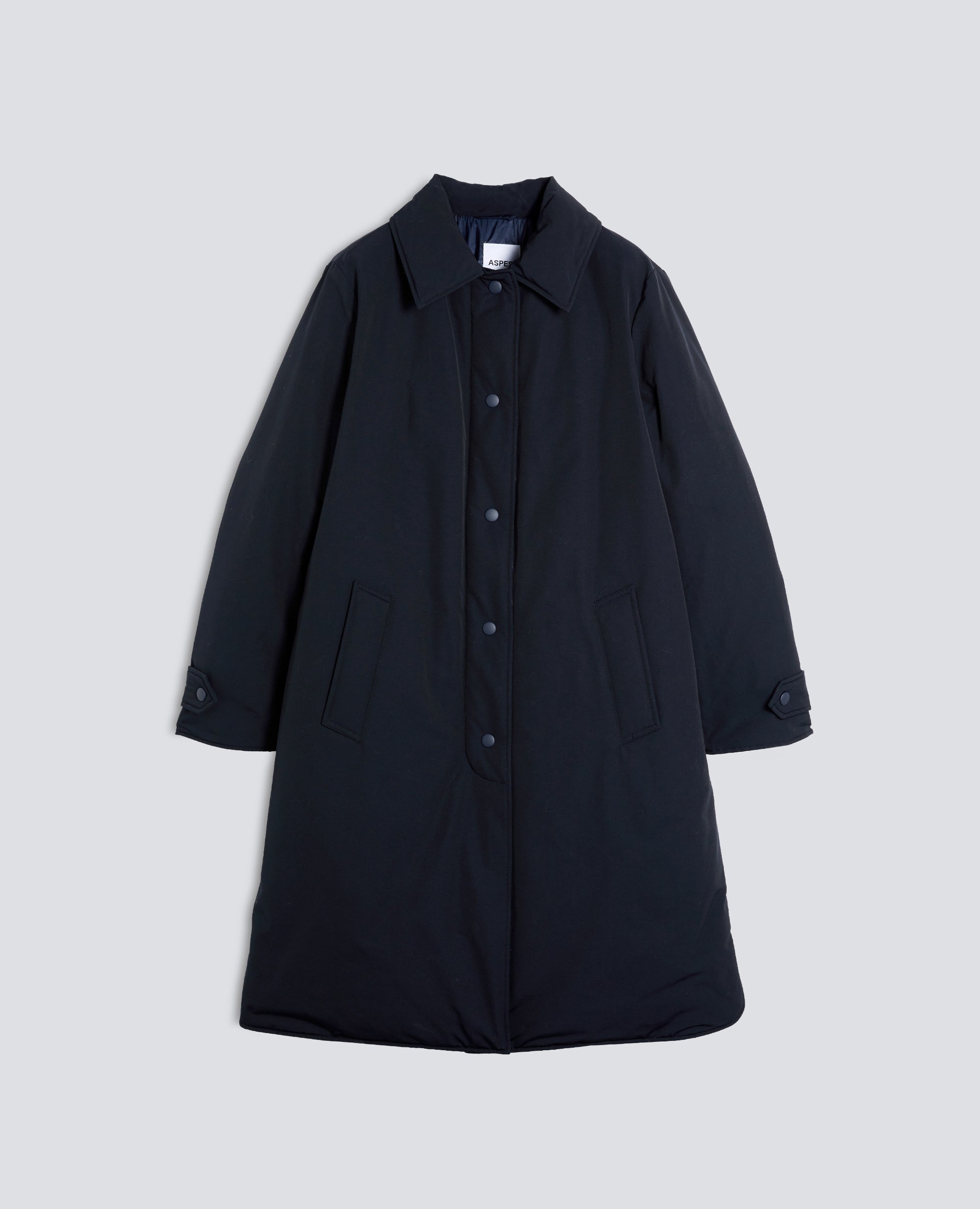 CAPPOTTO IN TELA DI MISTO COTONE IDROREPELLENTE IMBOTTITO - BLU - ASPESI