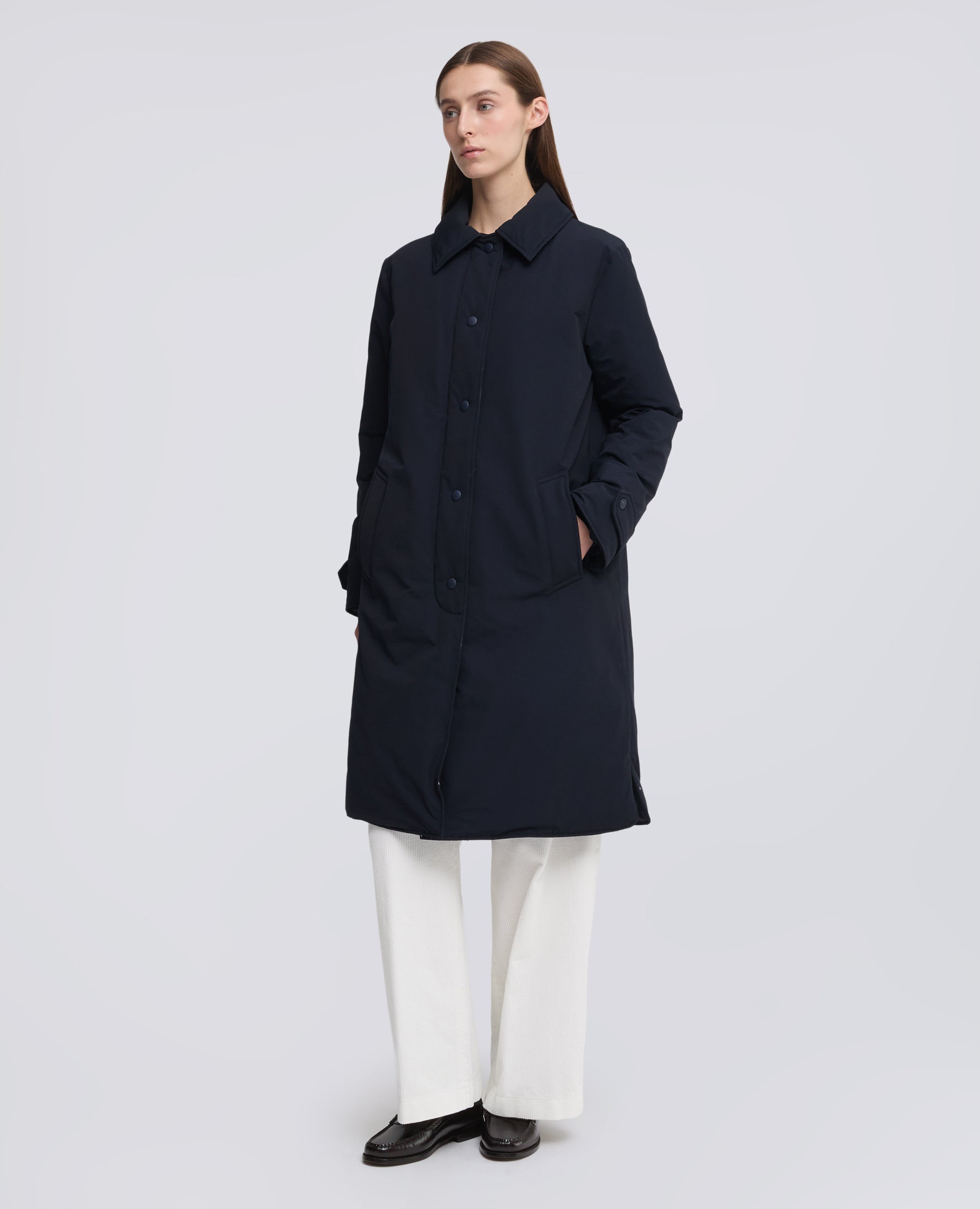CAPPOTTO IN TELA DI MISTO COTONE IDROREPELLENTE IMBOTTITO - BLU - ASPESI