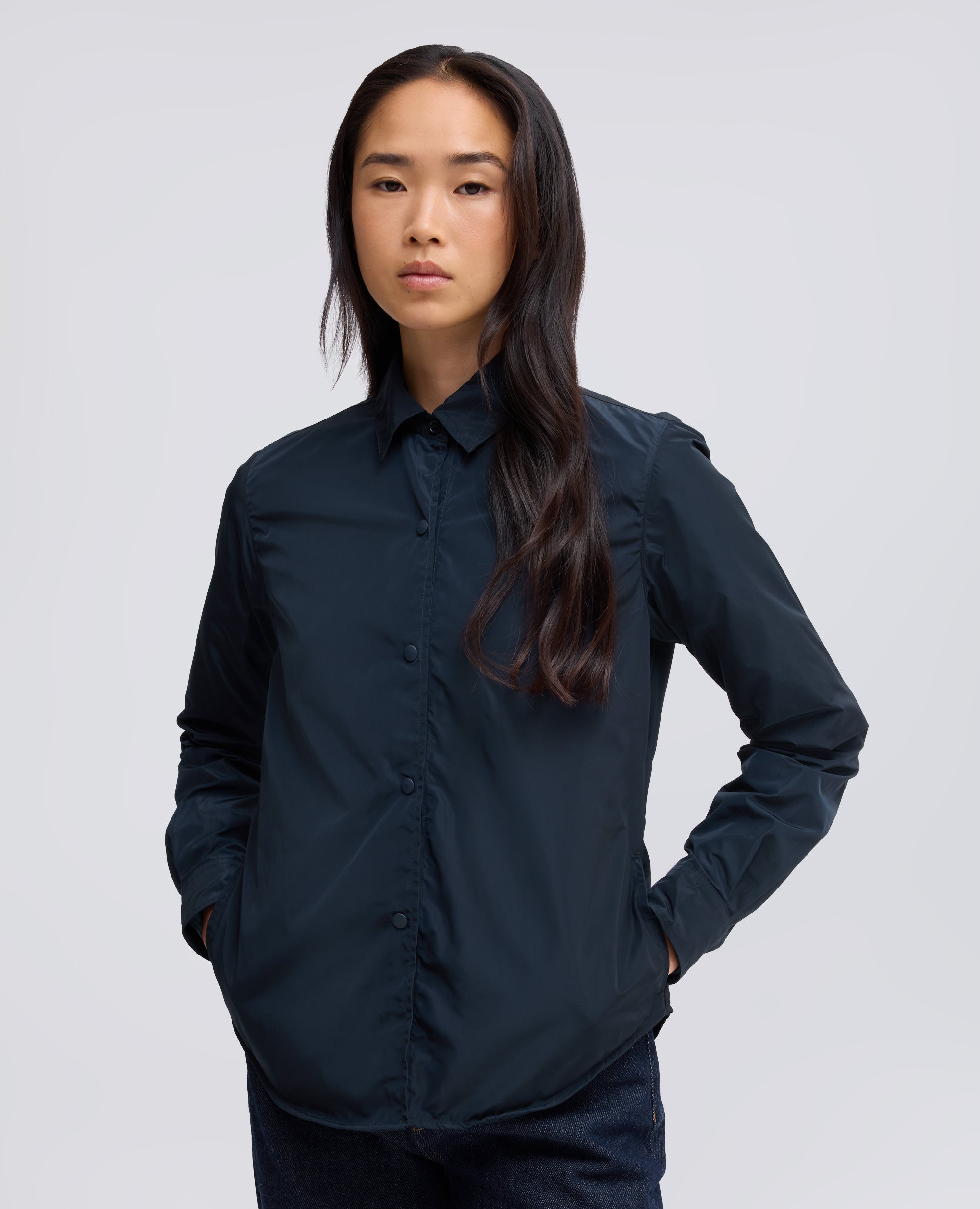CAMICIA SFODERATA IN TESSUTO TECNICO - BLU - ASPESI