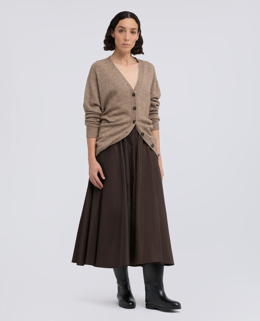 CARDIGAN IN LANA, YAK E CASHMERE - TORTORA