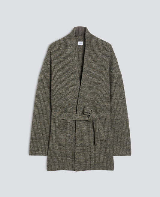 CARDIGAN CON CINTURA IN LANA, YAK E CASHMERE - MILITAIRE