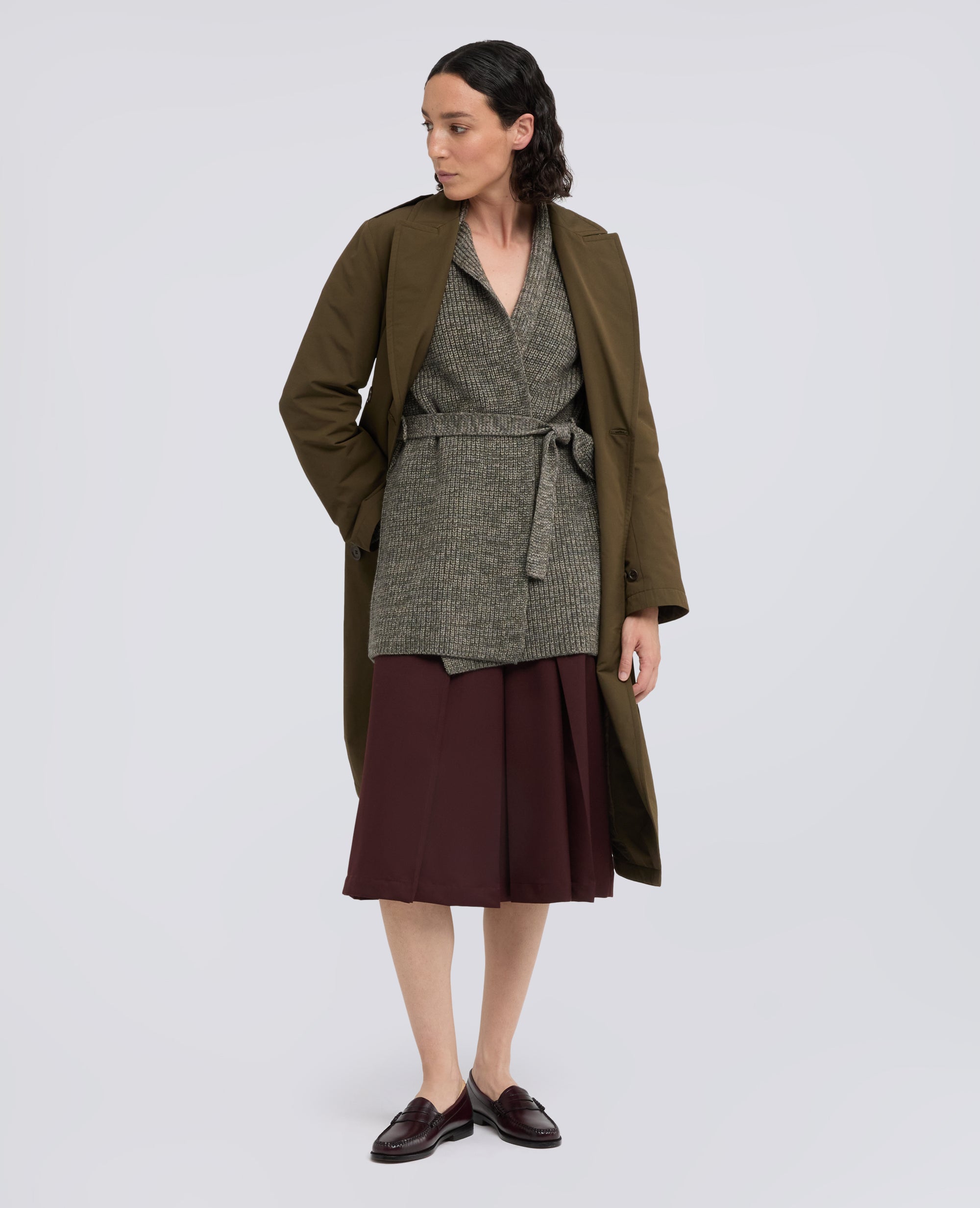 CARDIGAN CON CINTURA IN LANA, YAK E CASHMERE - MILITAIRE - ASPESI
