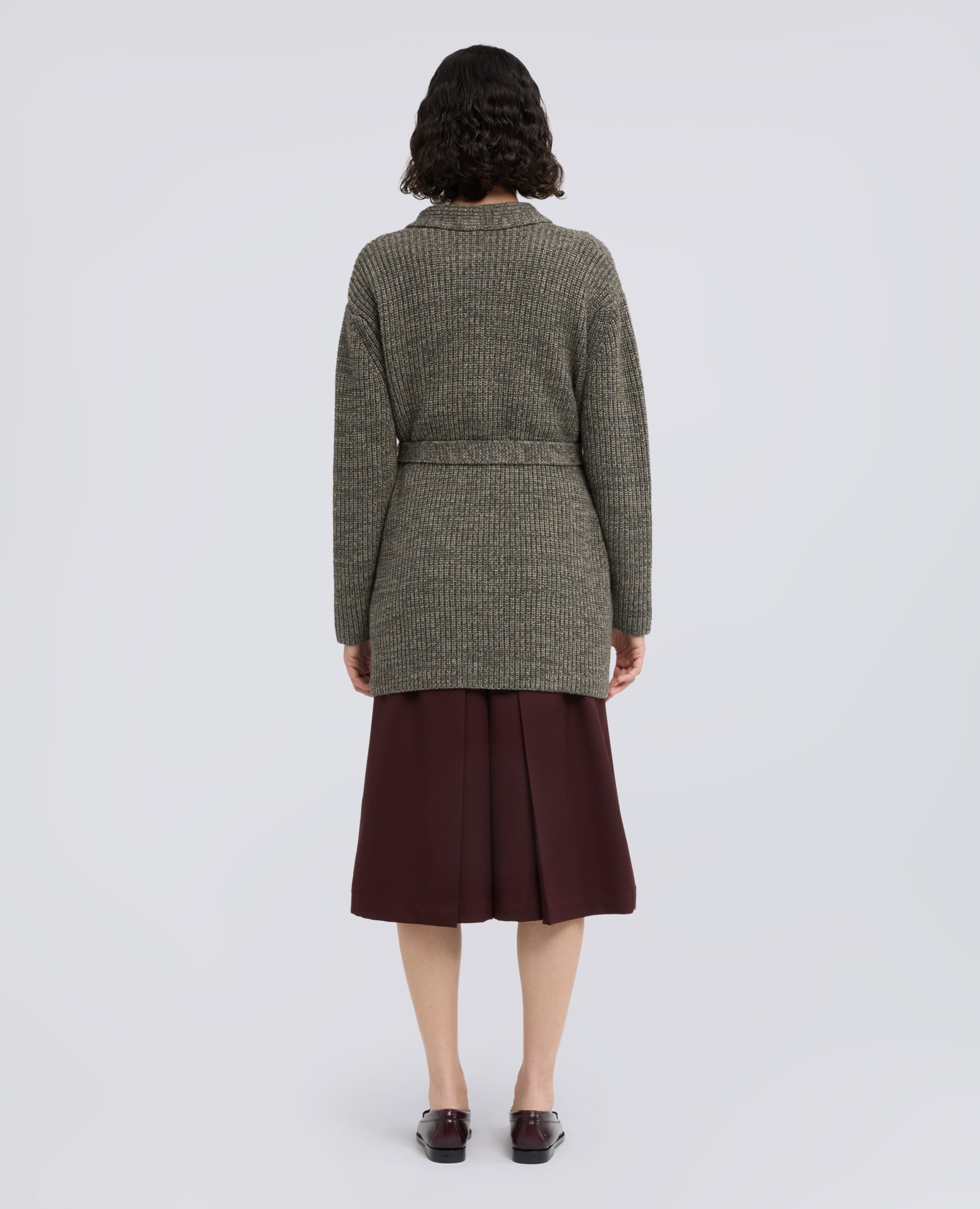 CARDIGAN CON CINTURA IN LANA, YAK E CASHMERE - MILITAIRE - ASPESI