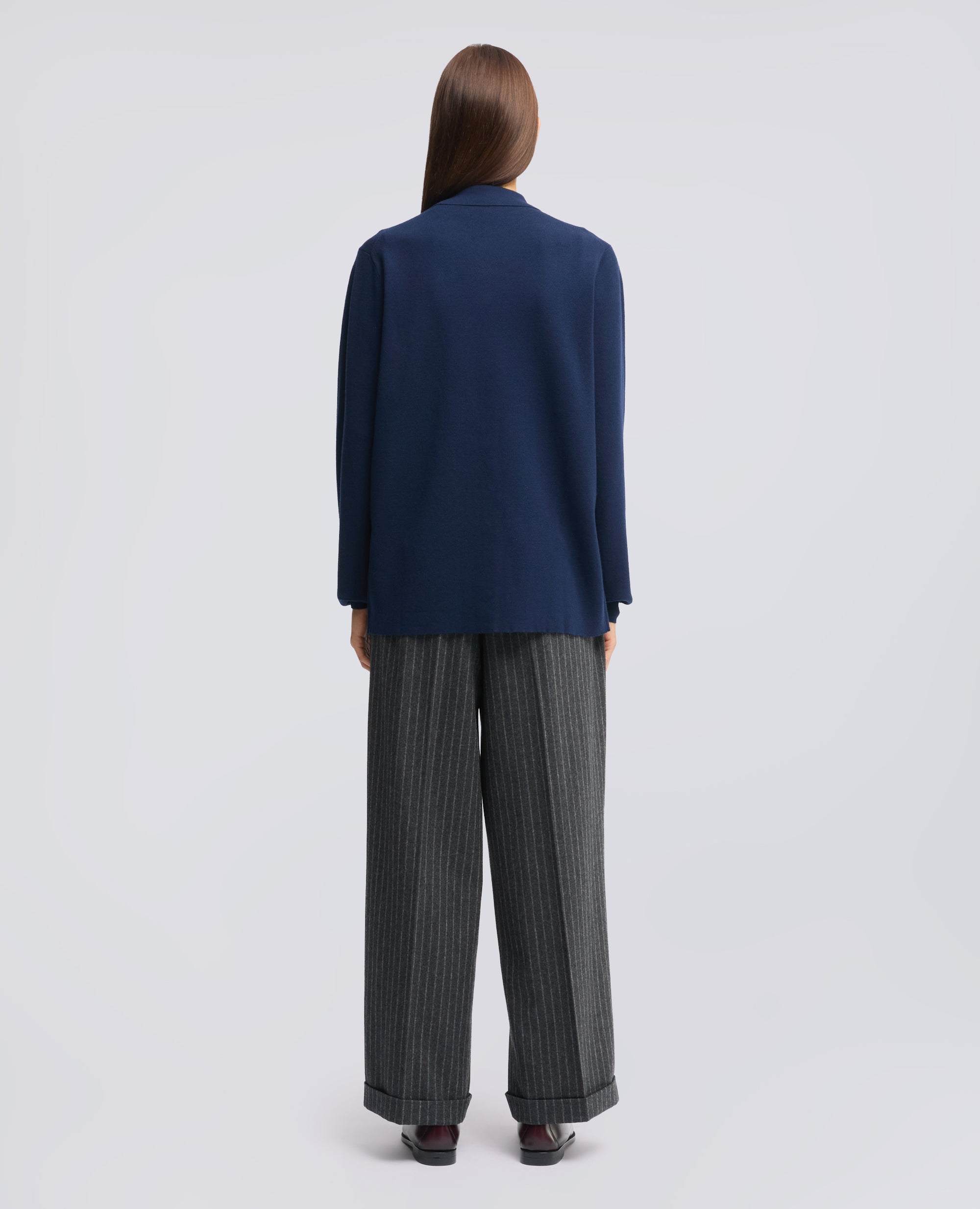 CARDIGAN CAMICIA IN LANA MERINO - BLU - ASPESI