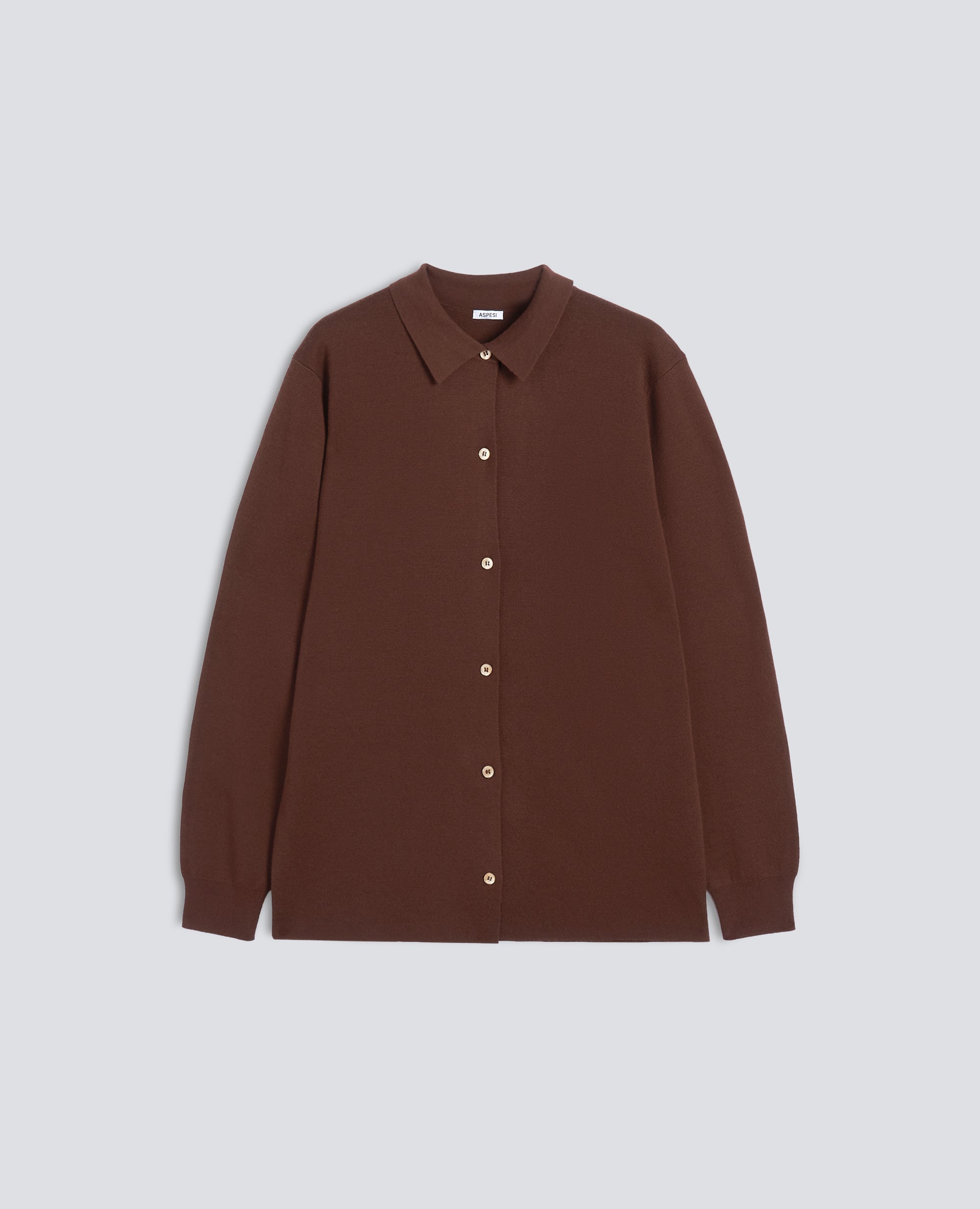 CARDIGAN CAMICIA IN LANA MERINO - BRAUN - ASPESI