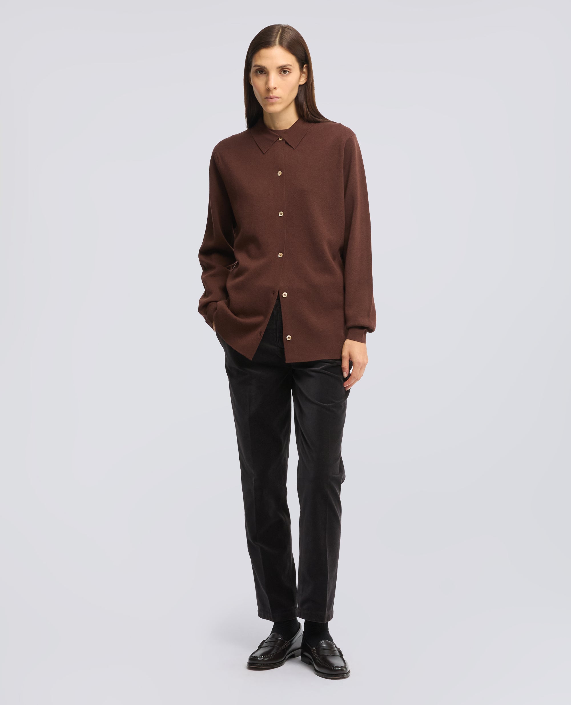 CARDIGAN CAMICIA IN LANA MERINO - BRAUN - ASPESI