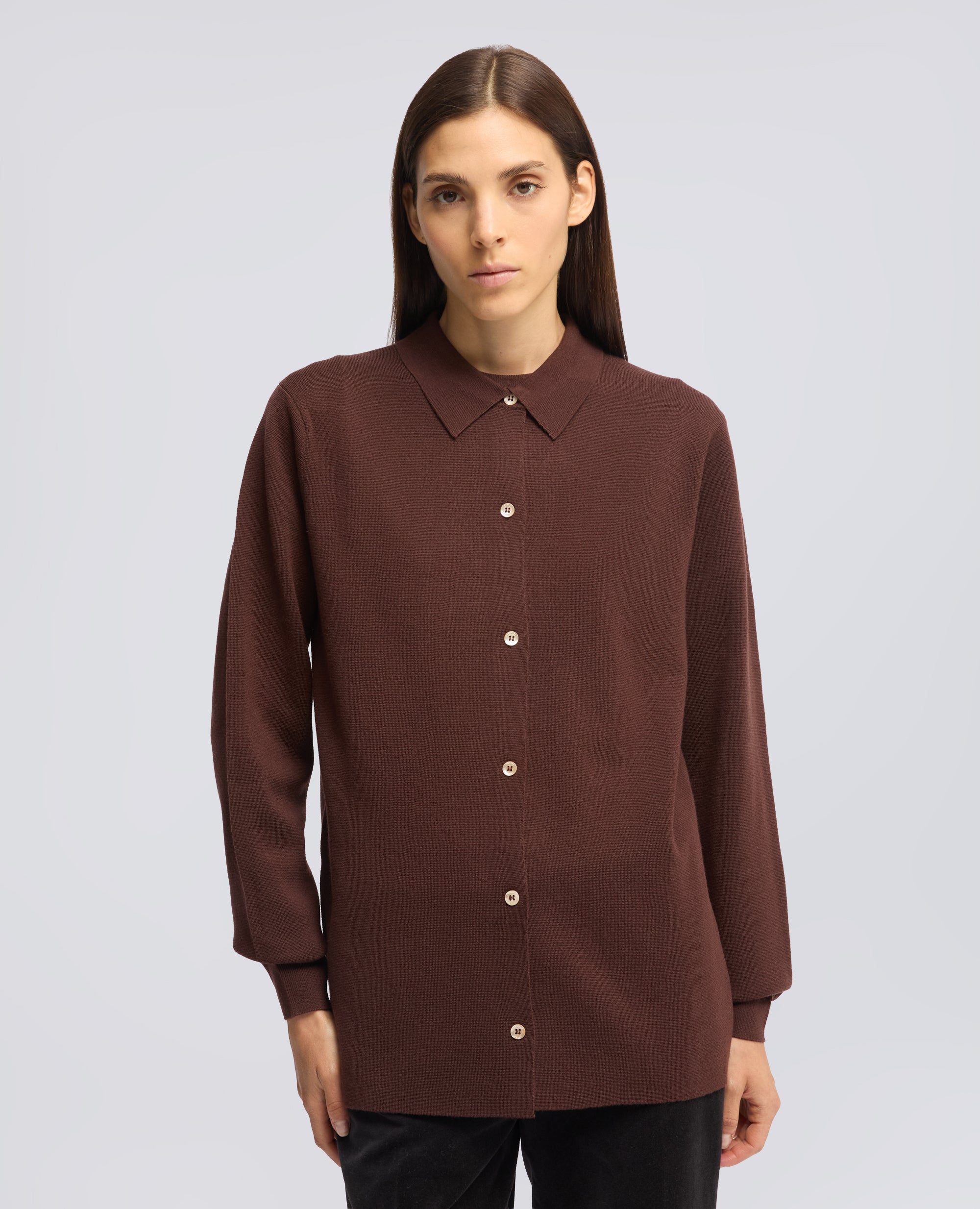 CARDIGAN CAMICIA IN LANA MERINO - BRAUN - ASPESI