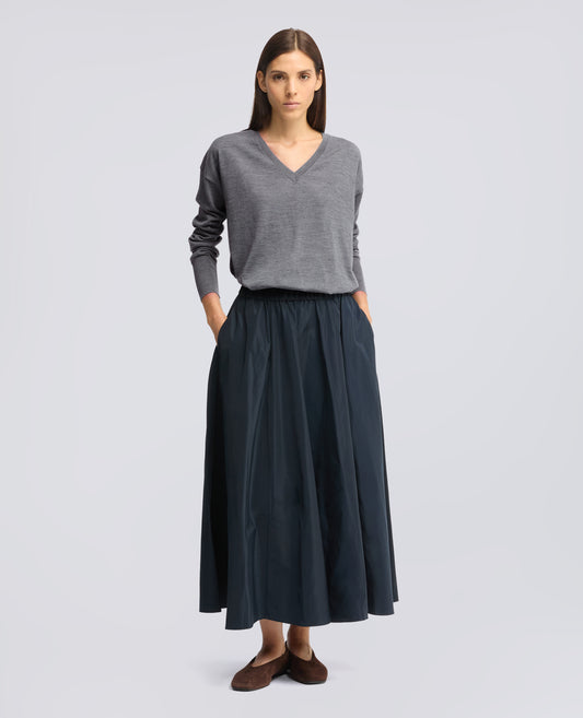 MAGLIA SCOLLO A -V- IN LANA MERINOS - GRIS