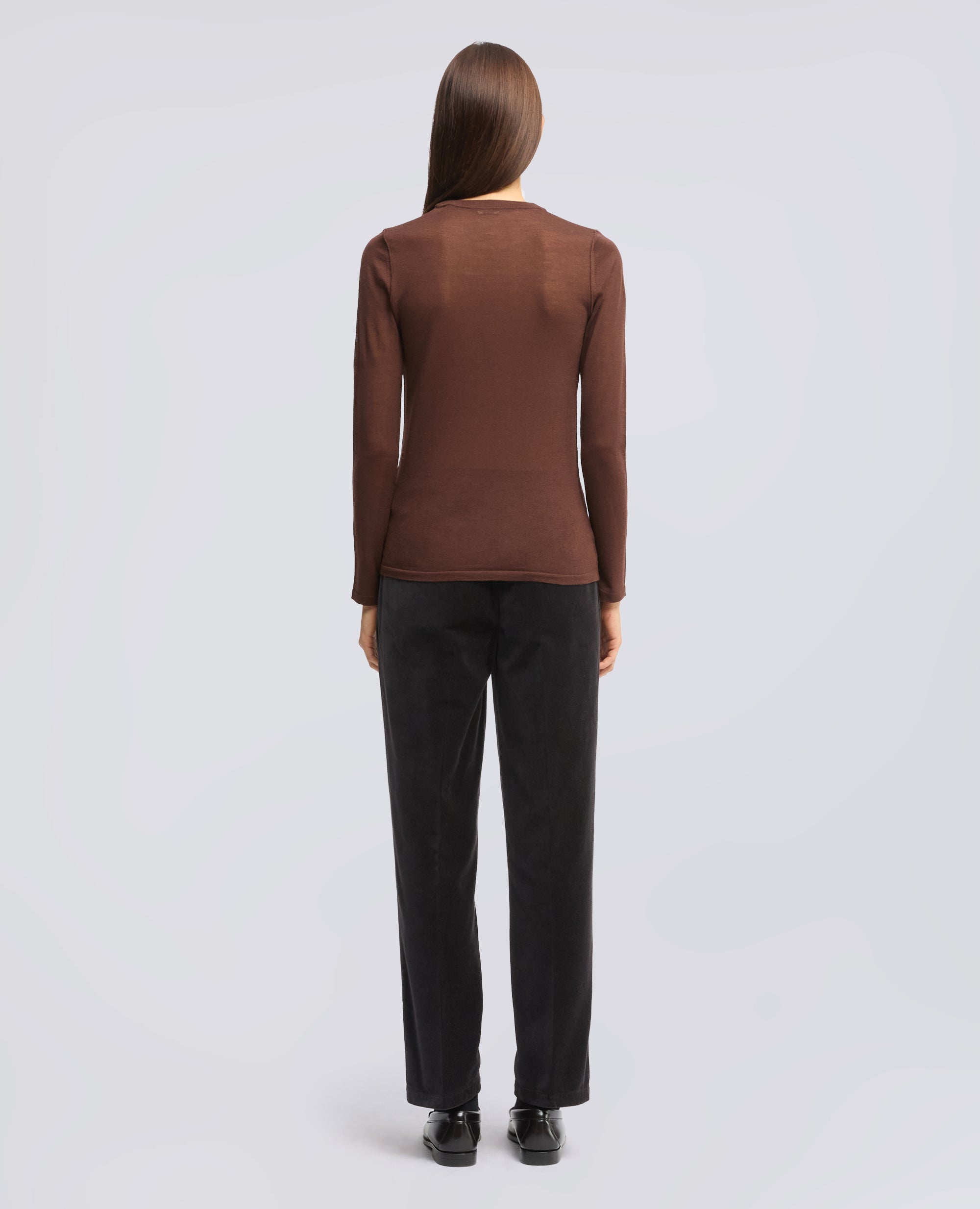  MAGLIA GIROCOLLO IN LANA MERINOS ULTRALIGHT - BROWN - ASPESI