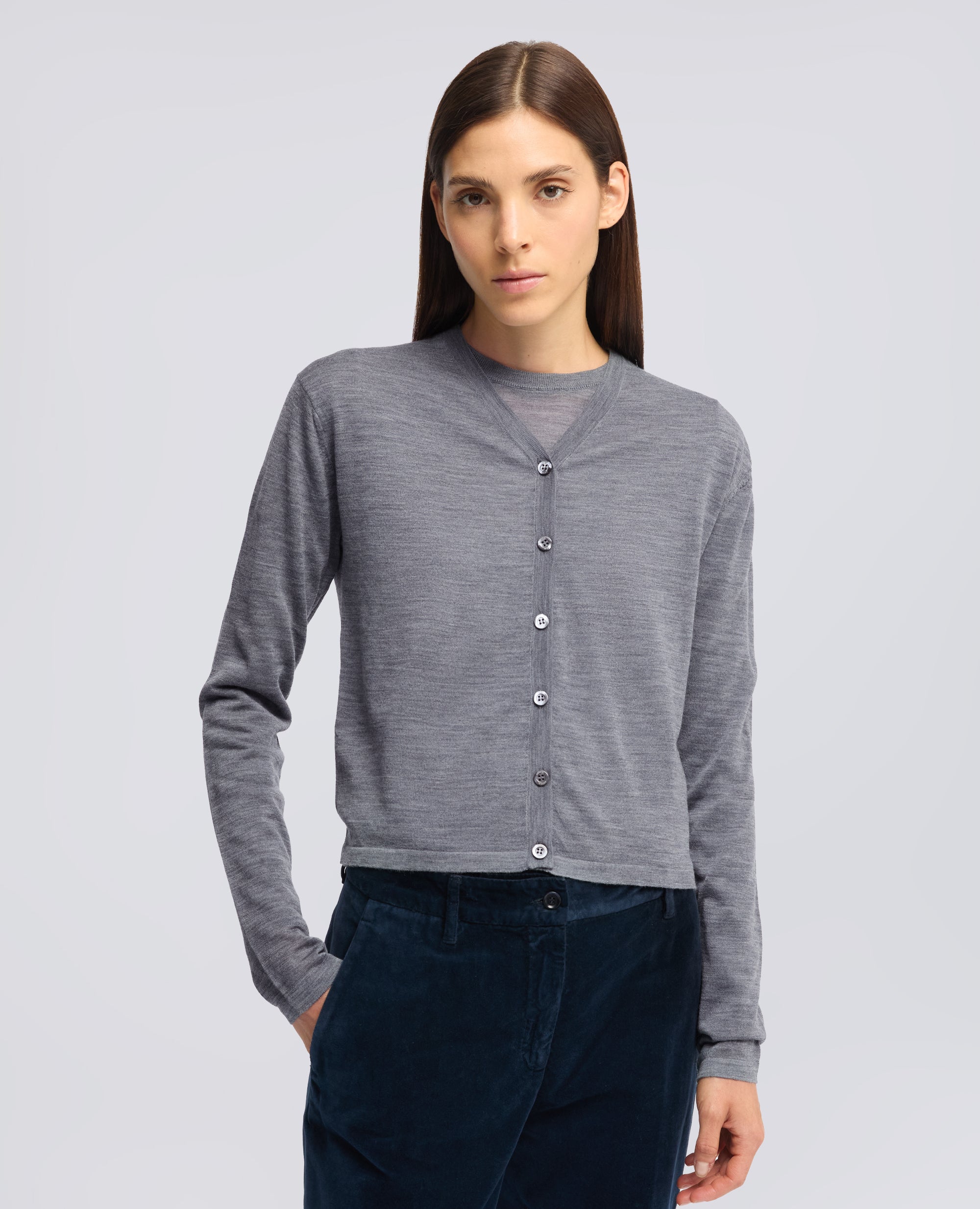 CARDIGAN IN LANA MERINOS ULTRALIGHT - GRIGIO - ASPESI