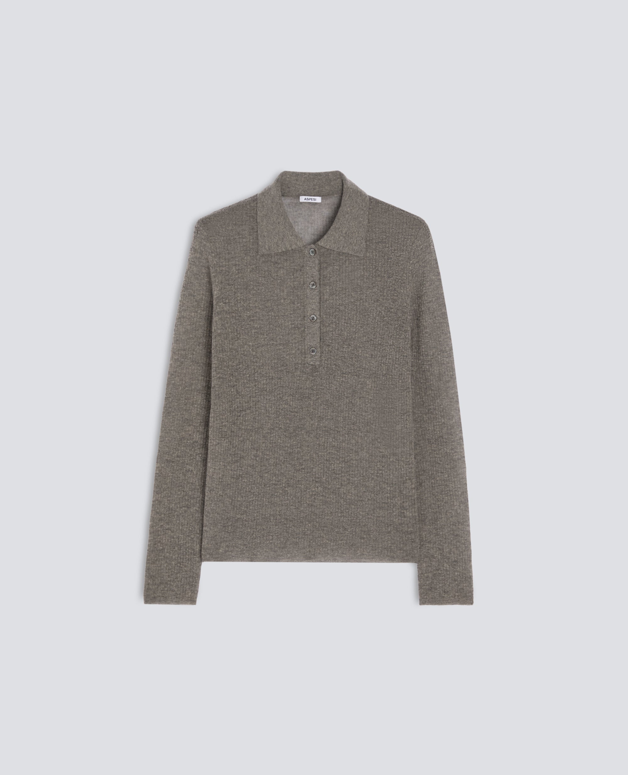 POLO A MANICHE LUNGHE IN LANA MERINO, NYLON E CASHMERE - GRIGIO - ASPESI