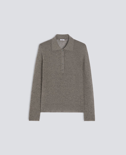 POLO DE MANGA LARGA EN LANA MERINO, NAILON Y CACHEMIRA - GRIS - ASPESI