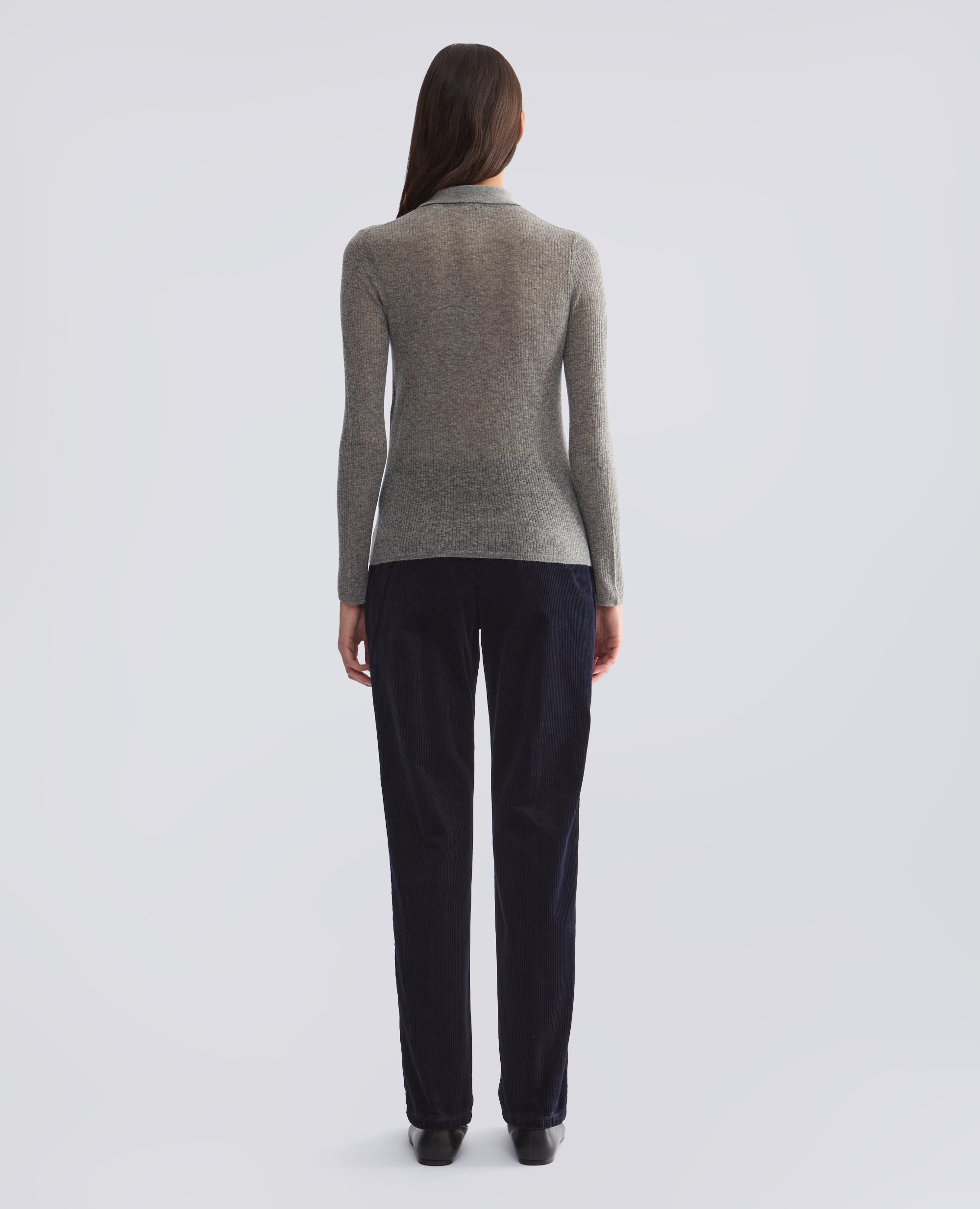 POLO A MANICHE LUNGHE IN LANA MERINO, NYLON E CASHMERE - GRIGIO - ASPESI