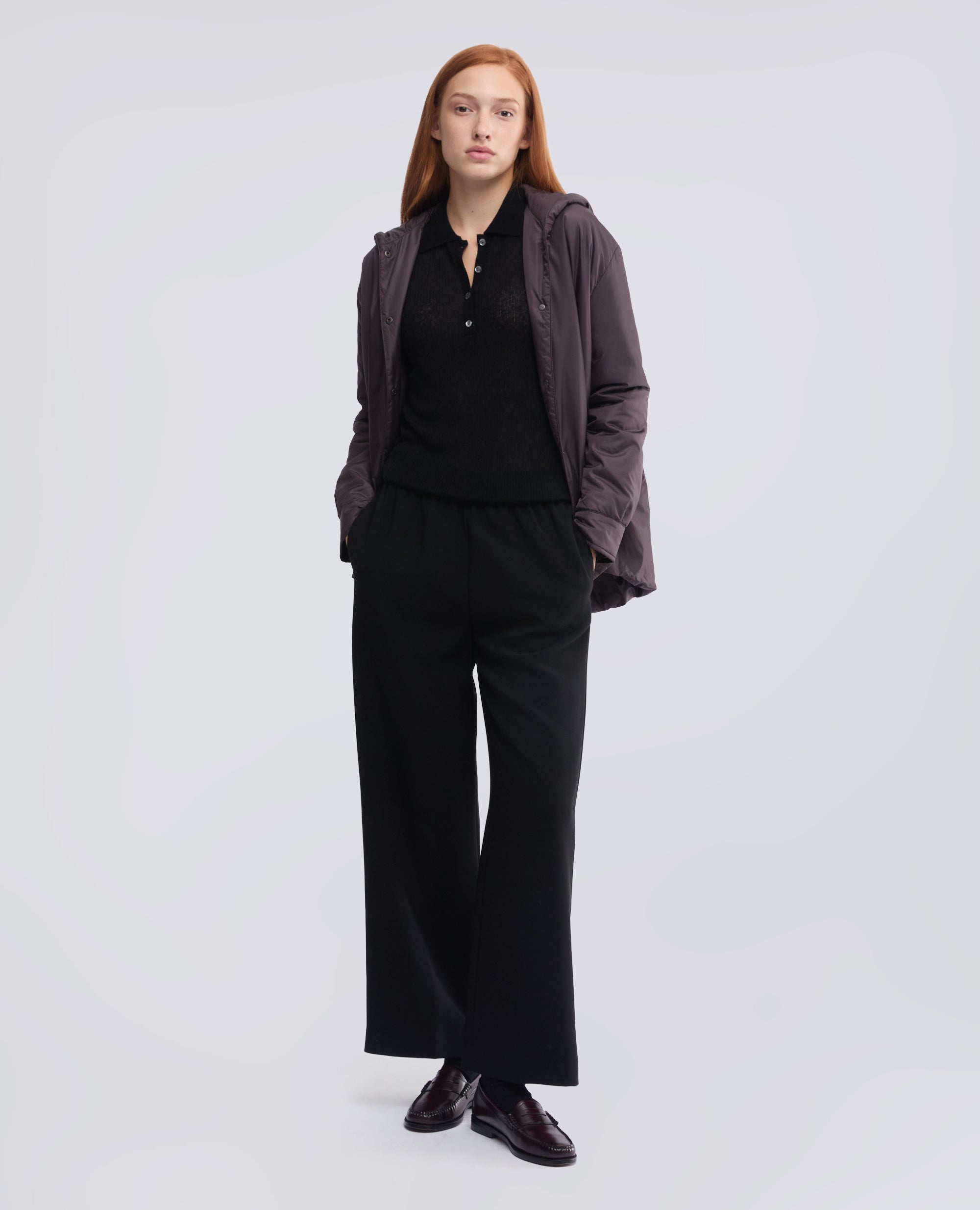 POLO A MANICHE LUNGHE IN LANA MERINO, NYLON E CASHMERE - NERO - ASPESI