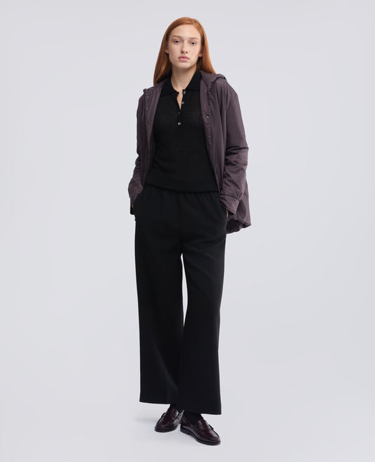 POLO A MANICHE LUNGHE IN LANA MERINO, NYLON E CASHMERE - NERO - ASPESI