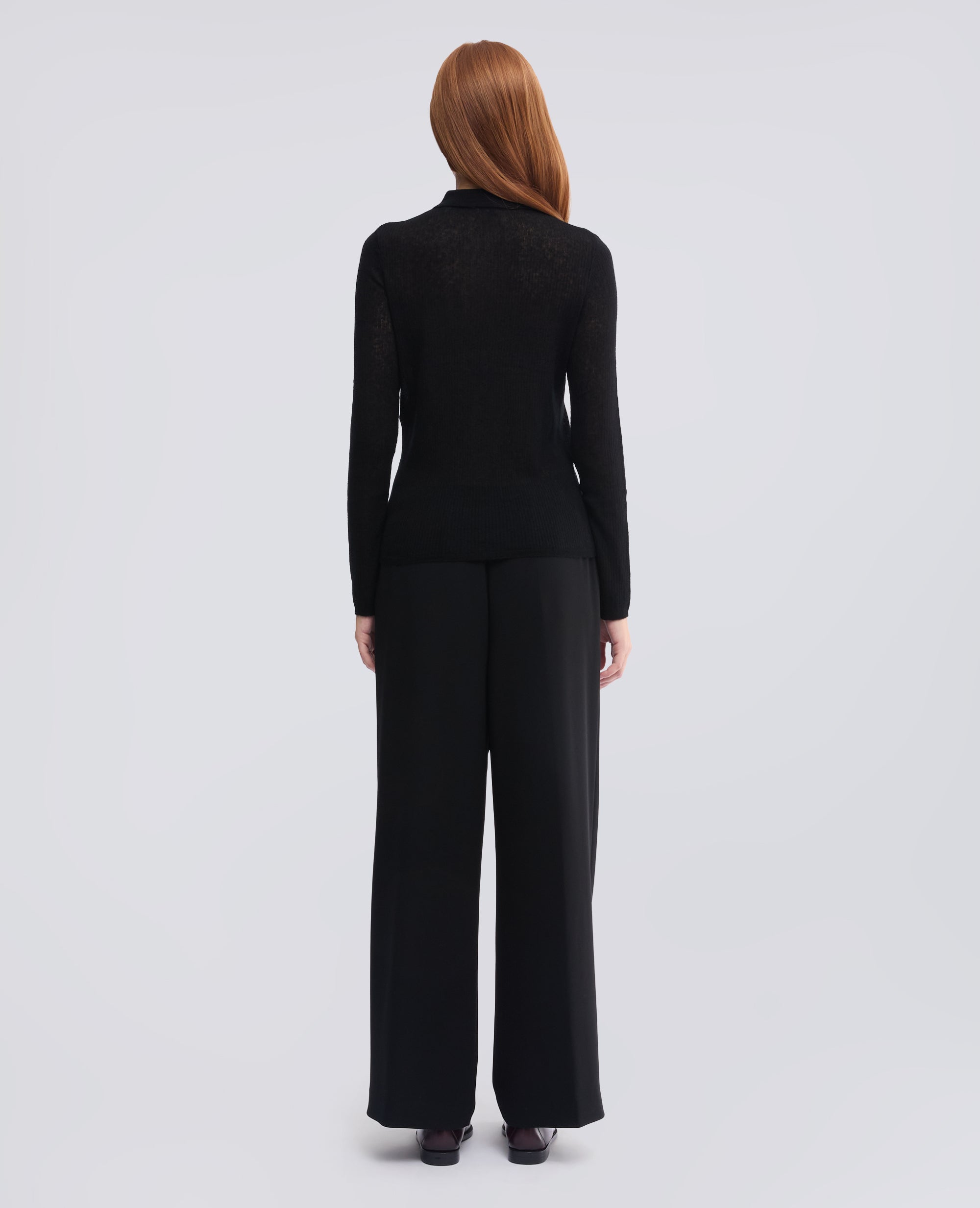 POLO A MANICHE LUNGHE IN LANA MERINO, NYLON E CASHMERE - NERO - ASPESI