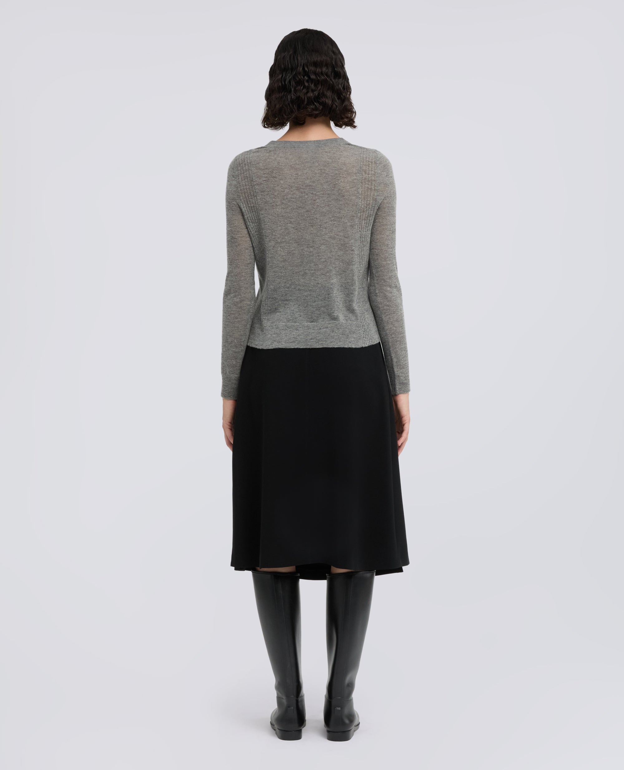 STRICKPULLOVER MIT LANGEN ARMELN AUS MERINOWOLLE, NYLON UND KASCHMIR - GRIGIO - ASPESI