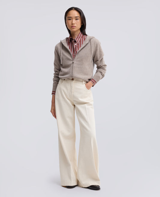 MAGLIA CON CAPPUCCIO IN LANA E CASHMERE - BEIGE - ASPESI