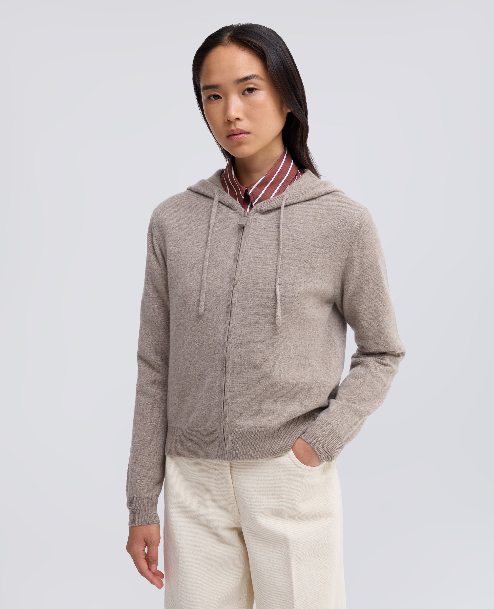 MAGLIA CON CAPPUCCIO IN LANA E CASHMERE - BEIGE - ASPESI
