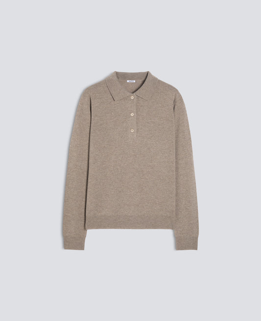 POLO IN LANA E CASHMERE - TORTORA