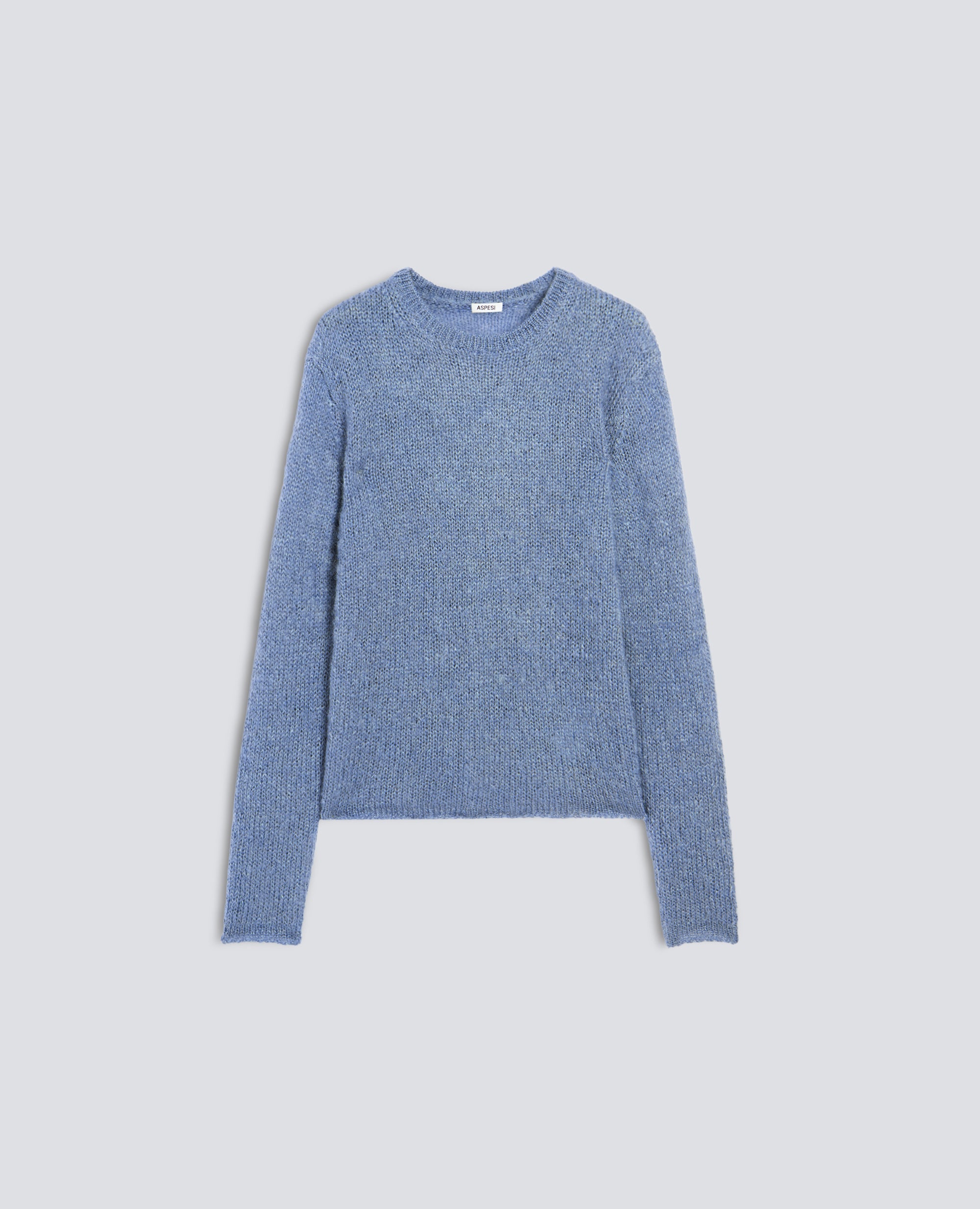 MAGLIA GIROCOLLO A COSTE IN MOHAIR E LANA - AZZURRO - ASPESI