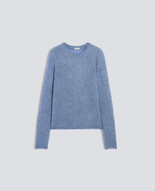 MAGLIA GIROCOLLO A COSTE IN MOHAIR E LANA - AZZURRO - ASPESI