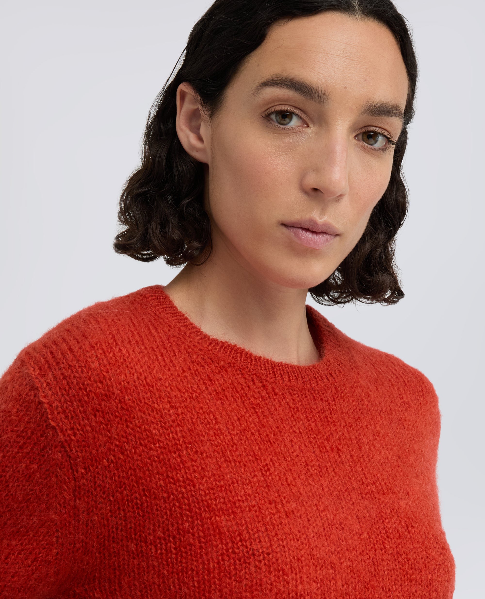 MAGLIA GIROCOLLO A COSTE IN MOHAIR E LANA - ARANCIONE - ASPESI