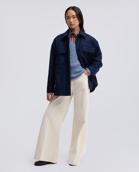 MOHAIR AND WOOL V-NECK KNIT - AZZURRO - ASPESI