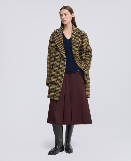 MAGLIA SCOLLO A -V- IN MOHAIR E LANA - BLEU