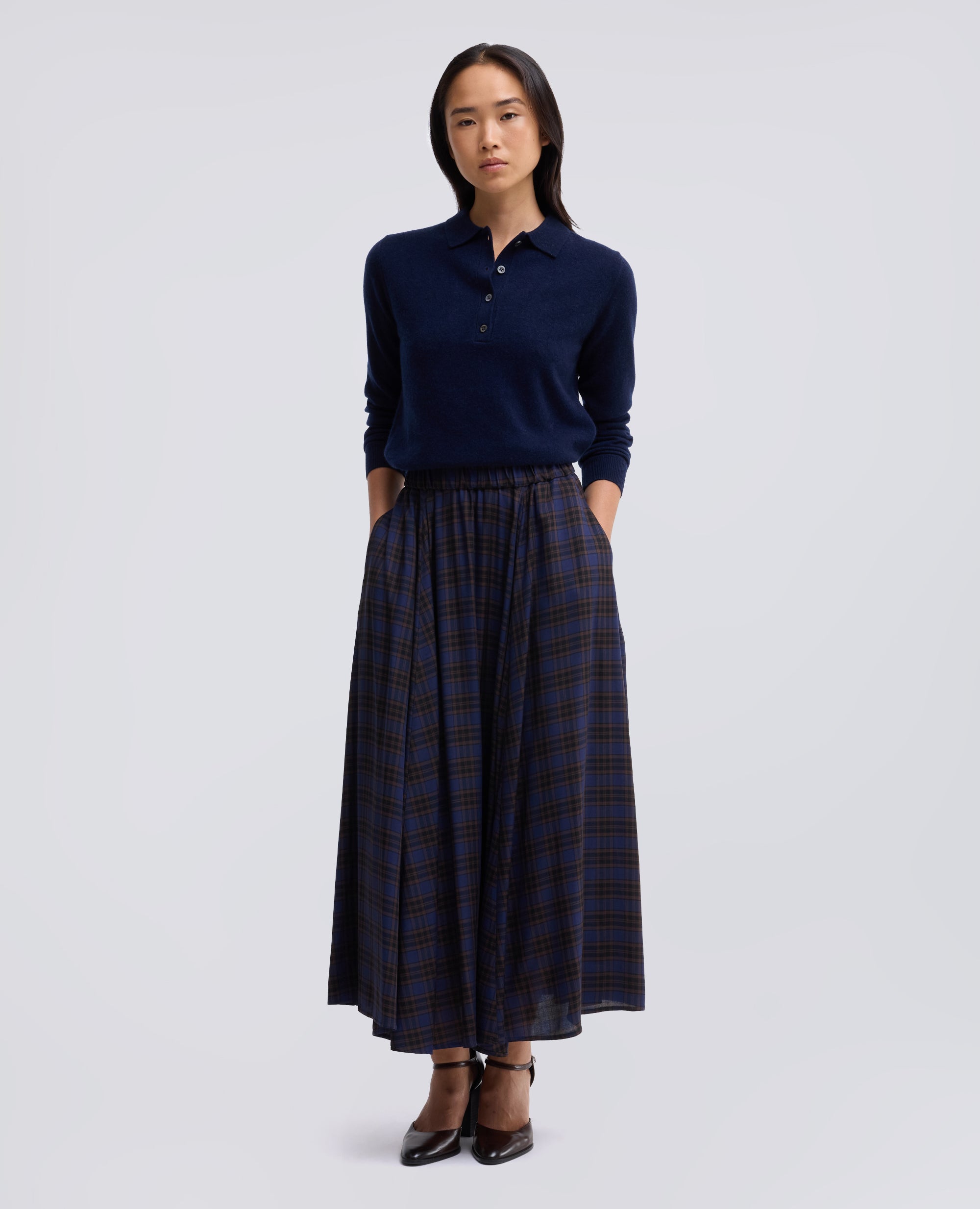 POLO A MANICHE LUNGHE IN PURO CASHMERE - BLU - ASPESI
