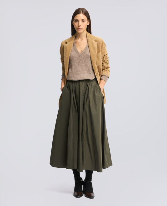 MAGLIA SCOLLO A -V- PROFONDO IN LANA, YAK E CASHMERE - TOURTERELLE