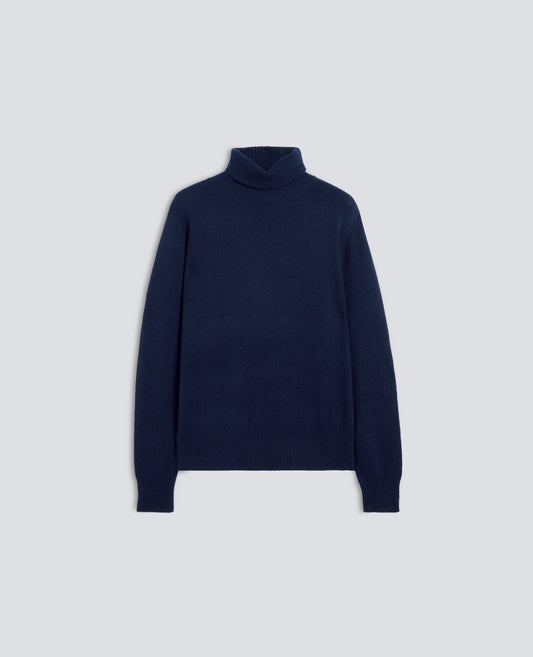 MAGLIA DOLCEVITA IN LANA, YAK E CASHMERE - NAVY